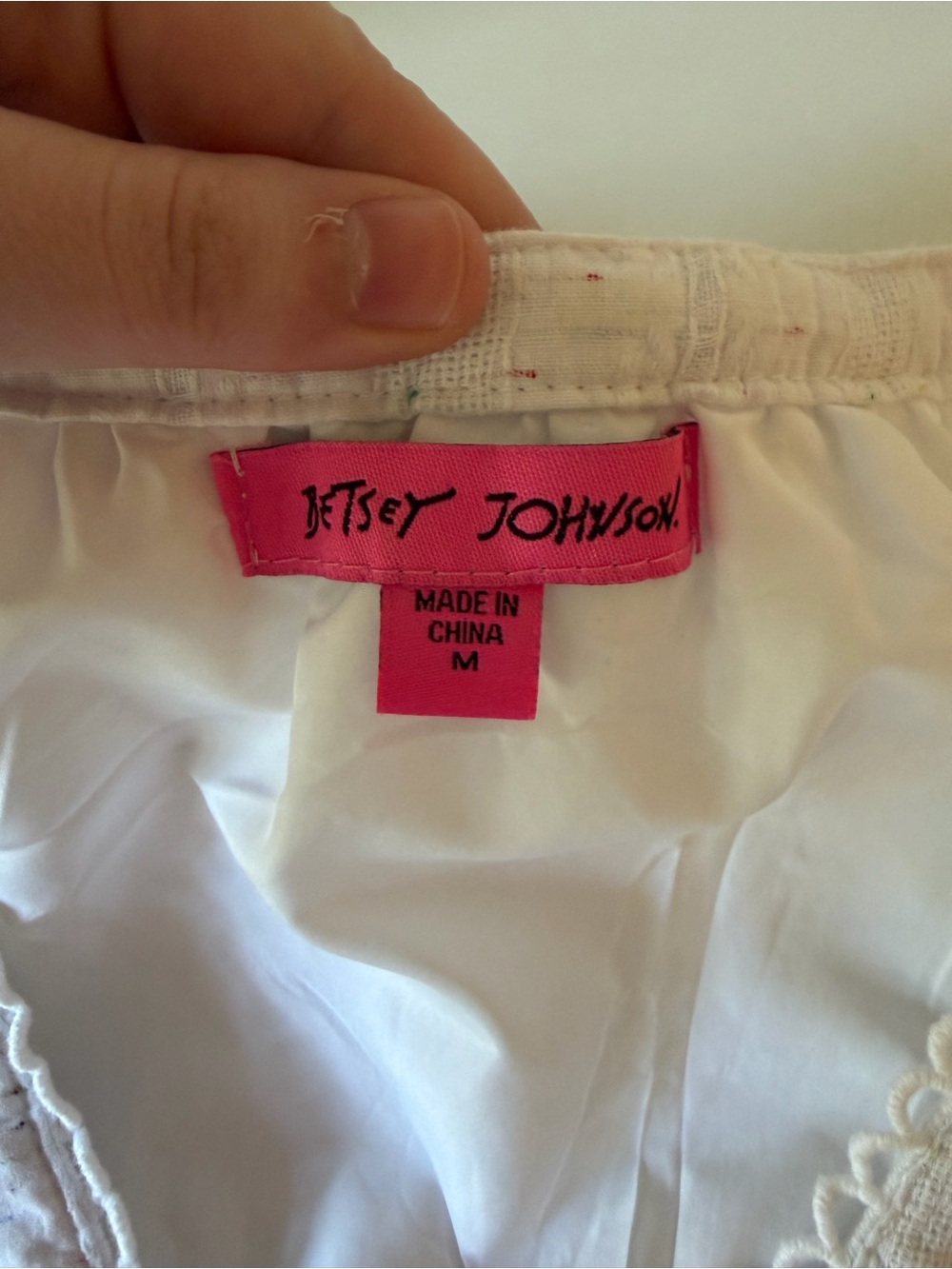 Betsey Johnson Milkmaid Cottage Confetti White Tiered Cotton Maxi Dress Medium - Picture 8 of 17